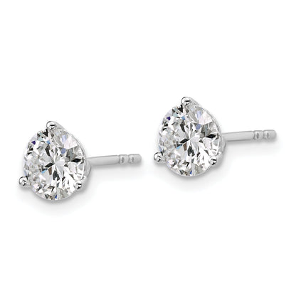 14K White Gold 2 1/2 Ctw Lab Grown Diamond Vs+ F+ Round 3 Prong Heavy Wt. Stud Earrings