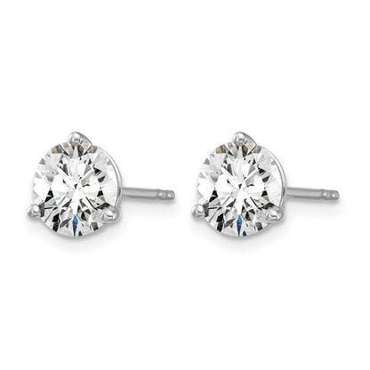 14K White Gold 2 Ctw Certified Lab Grown Diamond Vs+ F+ Round 3 Prong Heavy Wt. Stud Earrings