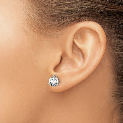 14K White Gold 2 1/2 Ctw Lab Grown Diamond Vs+ F+ Round 3 Prong Heavy Wt. Stud Earrings