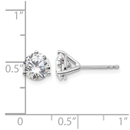 14K White Gold 2 Ctw Certified Lab Grown Diamond Vs+ F+ Round 3 Prong Heavy Wt. Stud Earrings