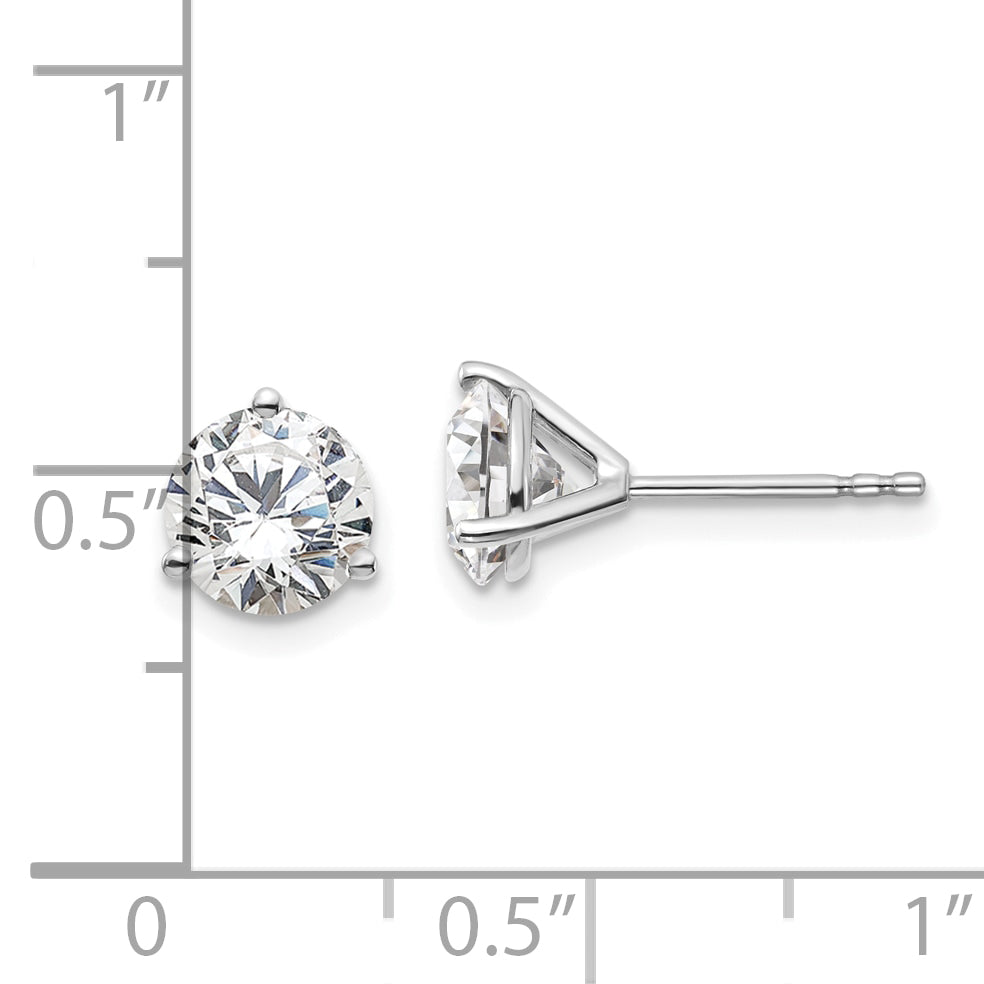 14K White Gold 2 1/2 Ctw Lab Grown Diamond Vs+ F+ Round 3 Prong Heavy Wt. Stud Earrings