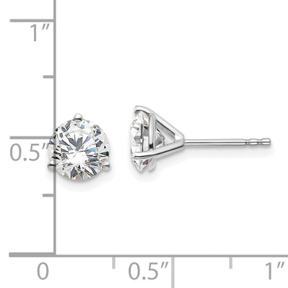 14K White Gold 2 1/2 Ctw Lab Grown Diamond Vs+ F+ Round 3 Prong Heavy Wt. Stud Earrings