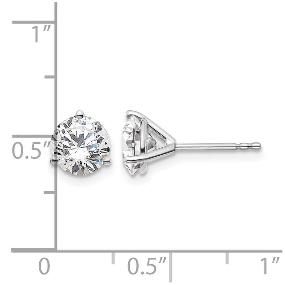 14k White Gold 2 1/2 ctw Certified Lab Grown Diamond VS/SI+ G+ Round 3 Prong Heavy Wt. Stud Earrings