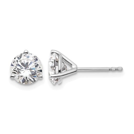 14k White Gold 2 1/2 ctw Lab Grown Diamond VS/SI+ G+ Round 3 Prong Heavy Wt. Stud Earrings