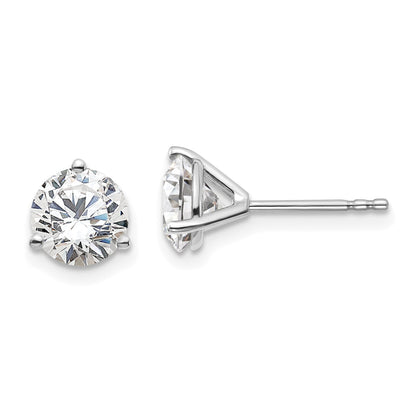 14K White Gold 2 1/2 Ctw Lab Grown Diamond Vs+ F+ Round 3 Prong Heavy Wt. Stud Earrings