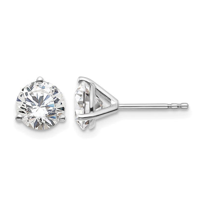14k White Gold 2 ctw Lab Grown Diamond VS/SI+ G+ Round 3 Prong Heavy Wt. Stud Earrings