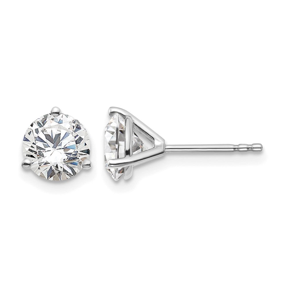 14K White Gold 2 1/2 Ctw Lab Grown Diamond Vs+ F+ Round 3 Prong Heavy Wt. Stud Earrings
