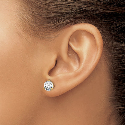 14K Yellow Gold 2 Ctw Certified Lab Grown Diamond Vs+ F+ Round 3 Prong Heavy Wt. Stud Earrings
