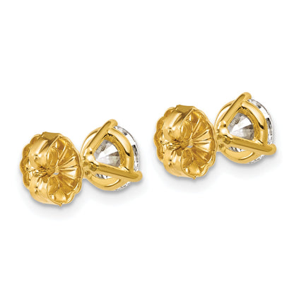 14K Yellow Gold 2 Ctw Certified Lab Grown Diamond Vs+ F+ Round 3 Prong Heavy Wt. Stud Earrings