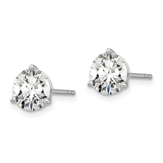 14K White Gold 3 Ctw Lab Grown Diamond Vs/Si+ G+ Round Prong Heavy Wt. Stud Earrings