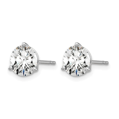 14K White Gold 3 Ctw Certified Lab Grown Diamond Vs+ F+ Round Prong Heavy Wt. Stud Earrings