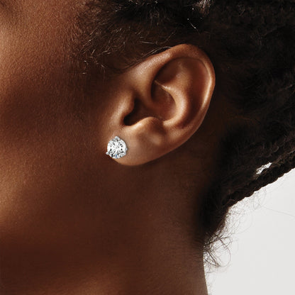 14K White Gold 3 Ctw Certified Lab Grown Diamond Vs/Si+ G+ Round Prong Heavy Wt. Stud Earrings