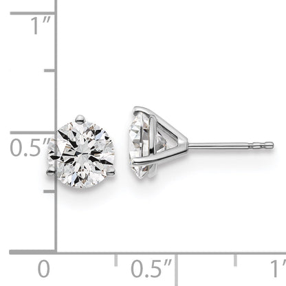 14K White Gold 3 Ctw Certified Lab Grown Diamond Vs/Si+ G+ Round Prong Heavy Wt. Stud Earrings