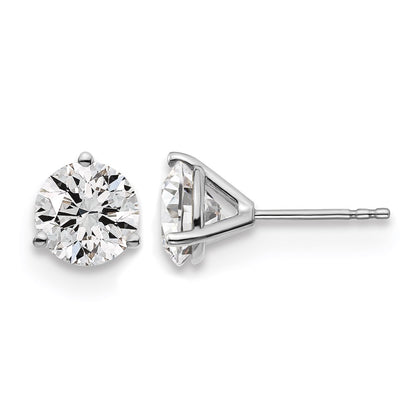 14K White Gold 3 Ctw Lab Grown Diamond Vs/Si+ G+ Round Prong Heavy Wt. Stud Earrings
