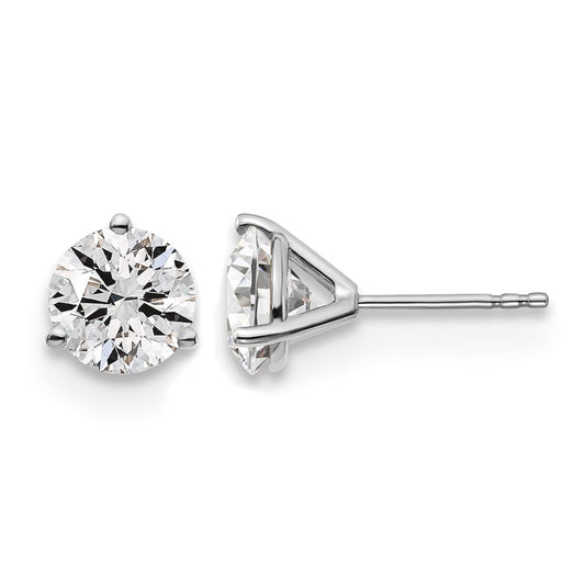 14K White Gold Yellow 3 Ctw Lab Grown Diamond Vs/Si+ G+ Round Prong Heavy Wt. Stud Earrings