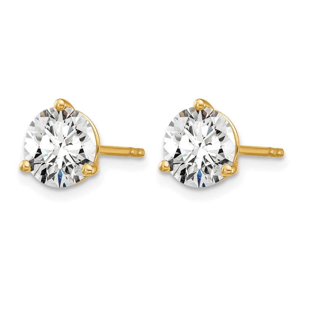 14K Yellow Gold 3 Ctw Certified Lab Grown Diamond Vs/Si+ G+ Round Prong Heavy Wt. Stud Earrings