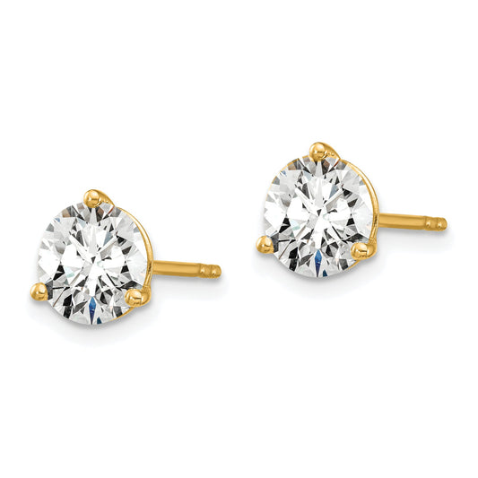 14K Yellow Gold 3 Ctw Lab Grown Diamond Vs/Si+ G+ Round Prong Heavy Wt. Stud Earrings