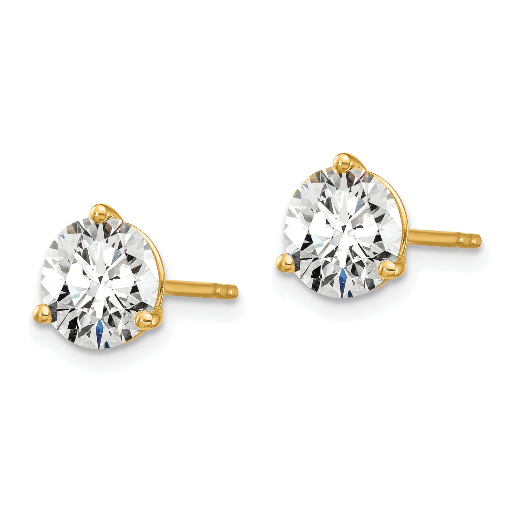 14K Yellow Gold 3 Ctw Certified Lab Grown Diamond Vs/Si+ G+ Round Prong Heavy Wt. Stud Earrings