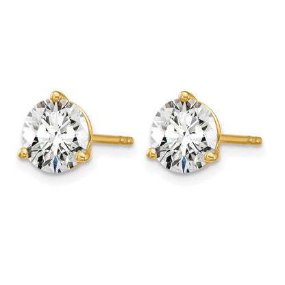14K Yellow Gold 3 Ctw Certified Lab Grown Diamond Vs+ F+ Round Prong Heavy Wt. Stud Earrings