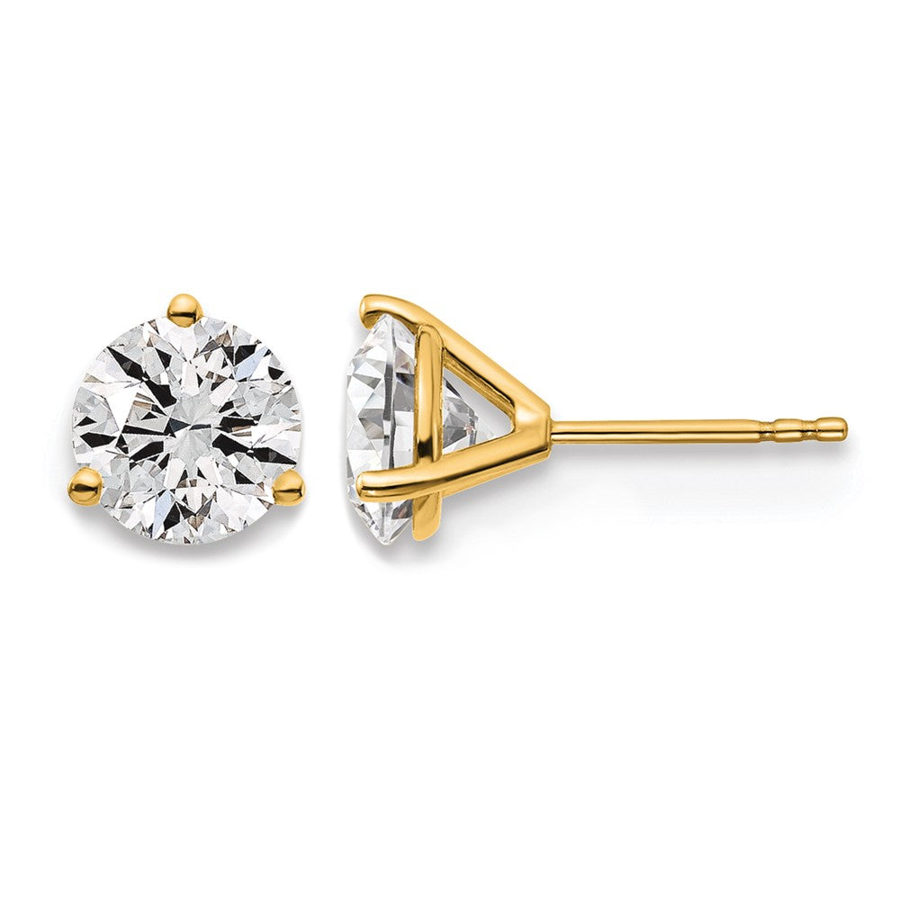 14K Yellow Gold 3 Ctw Certified Lab Grown Diamond Vs/Si+ G+ Round Prong Heavy Wt. Stud Earrings