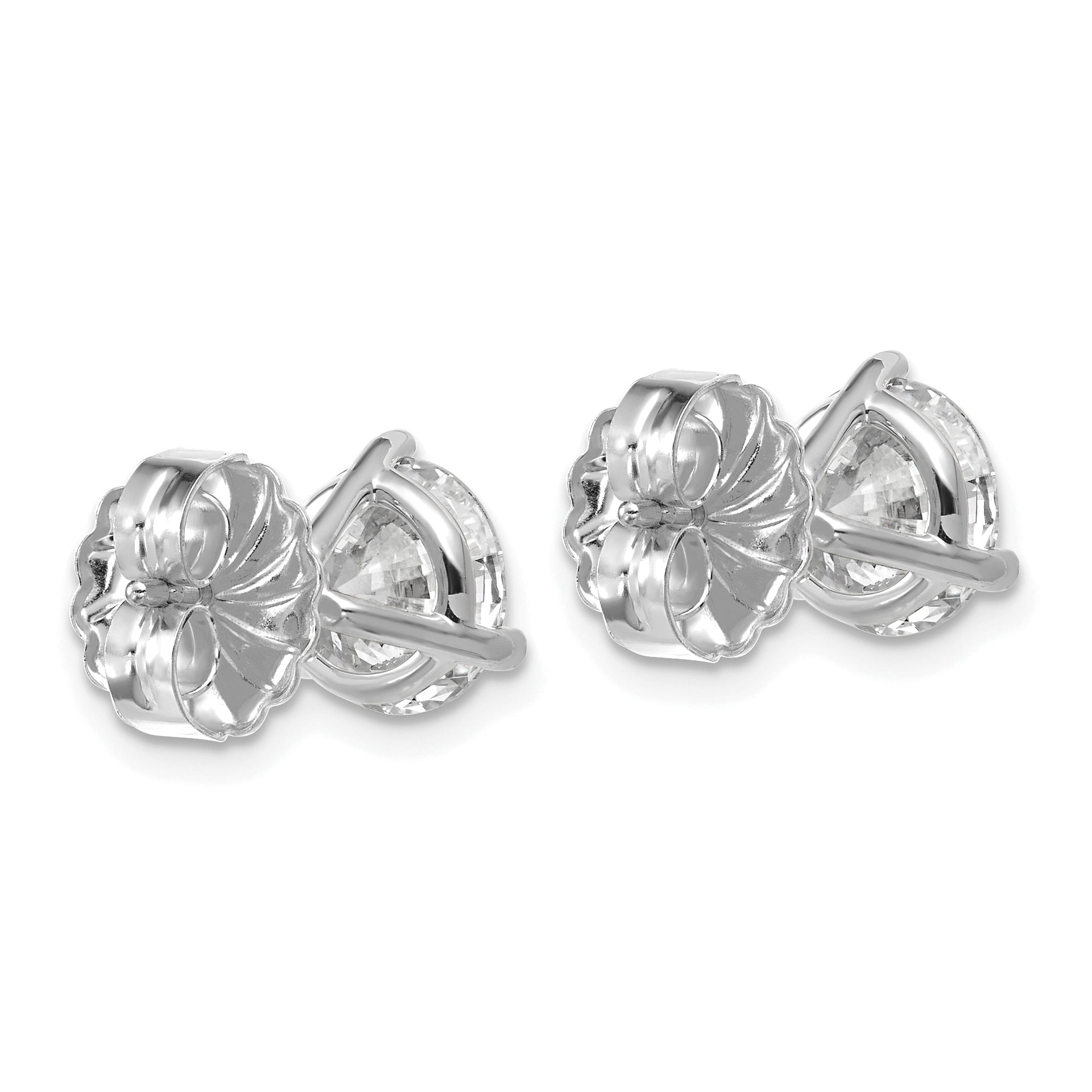 14K White Gold 4 Ctw Certified Lab Grown Diamond Vs+ F+ Round 3 Prong Heavy Wt. Stud Earrings