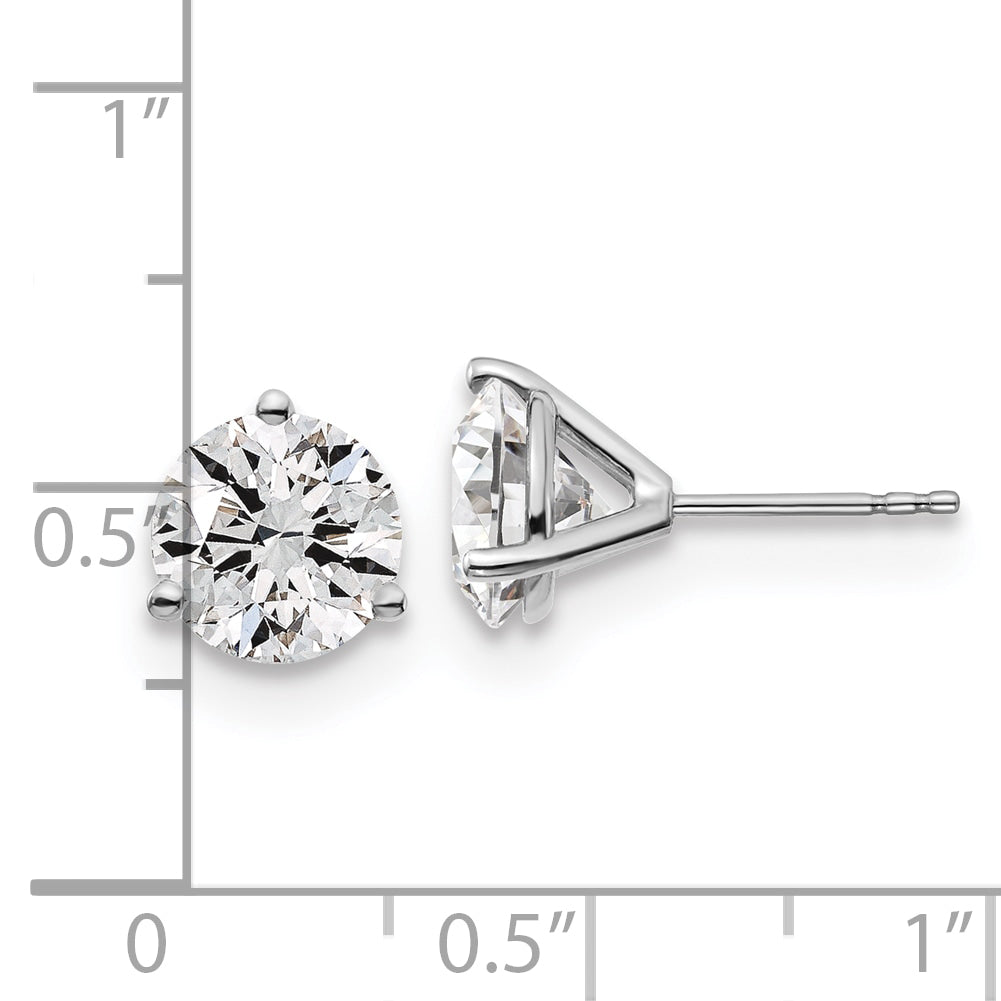 14K White Gold 4 Ctw Certified Lab Grown Diamond Vs+ F+ Round 3 Prong Heavy Wt. Stud Earrings