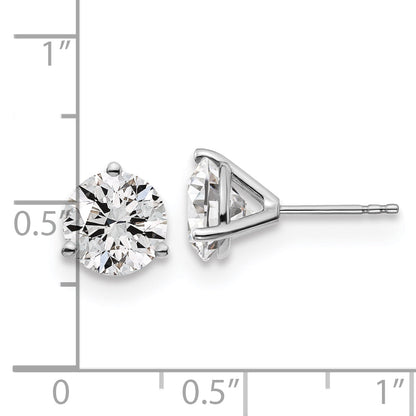 14K White Gold 4 Ctw Certified Lab Grown Diamond Vs+ F+ Round 3 Prong Heavy Wt. Stud Earrings