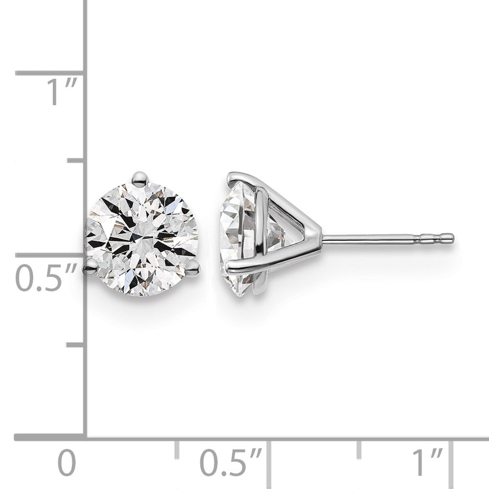 14k White Gold 4 Ct. Lab Grown Diamond VS/SI+ G+ Round Three Prong Stud Post Earrings