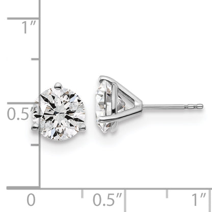 14k White Gold 4 ctw Certified Lab Grown Diamond VS/SI+ G+ Round 3 Prong Heavy Wt. Stud Earrings