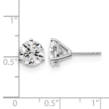 14K White Gold 4 Ctw Lab Grown Diamond Vs+ F+ Round 3 Prong Heavy Wt. Stud Earrings