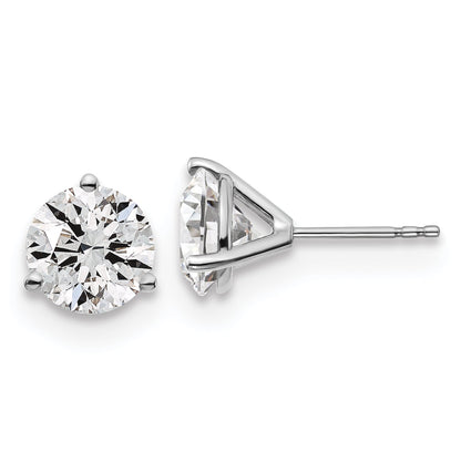 14K White Gold 4 Ctw Certified Lab Grown Diamond Vs+ F+ Round 3 Prong Heavy Wt. Stud Earrings
