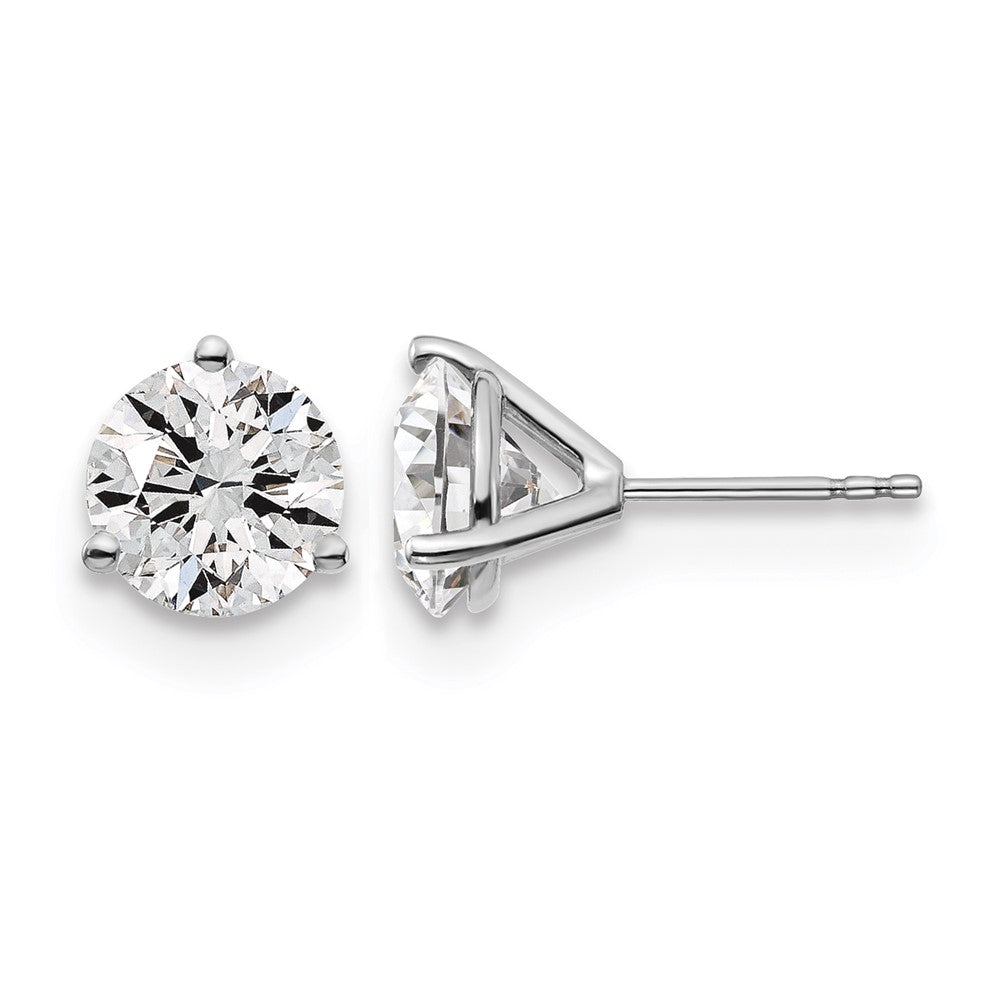 14k White Gold 4 ctw Certified Lab Grown Diamond VS/SI+ G+ Round 3 Prong Heavy Wt. Stud Earrings