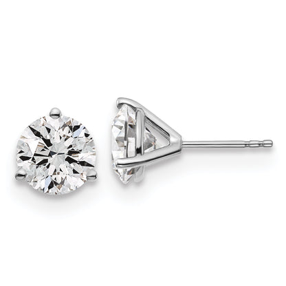14k White Gold 4 ctw Certified Lab Grown Diamond VS/SI+ G+ Round 3 Prong Heavy Wt. Stud Earrings