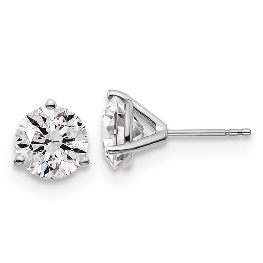 14K White Gold 4 Ctw Lab Grown Diamond Vs+ F+ Round 3 Prong Heavy Wt. Stud Earrings