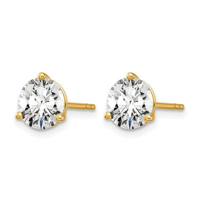 14K Yellow Gold 4 Ctw Lab Grown Diamond Vs+ F+ Round 3 Prong Heavy Wt. Stud Earrings