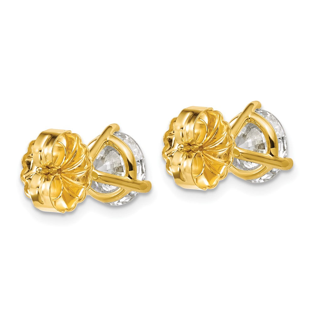 14K Yellow Gold 4 Ctw Certified Lab Grown Diamond Vs+ F+ Round 3 Prong Heavy Wt. Stud Earrings