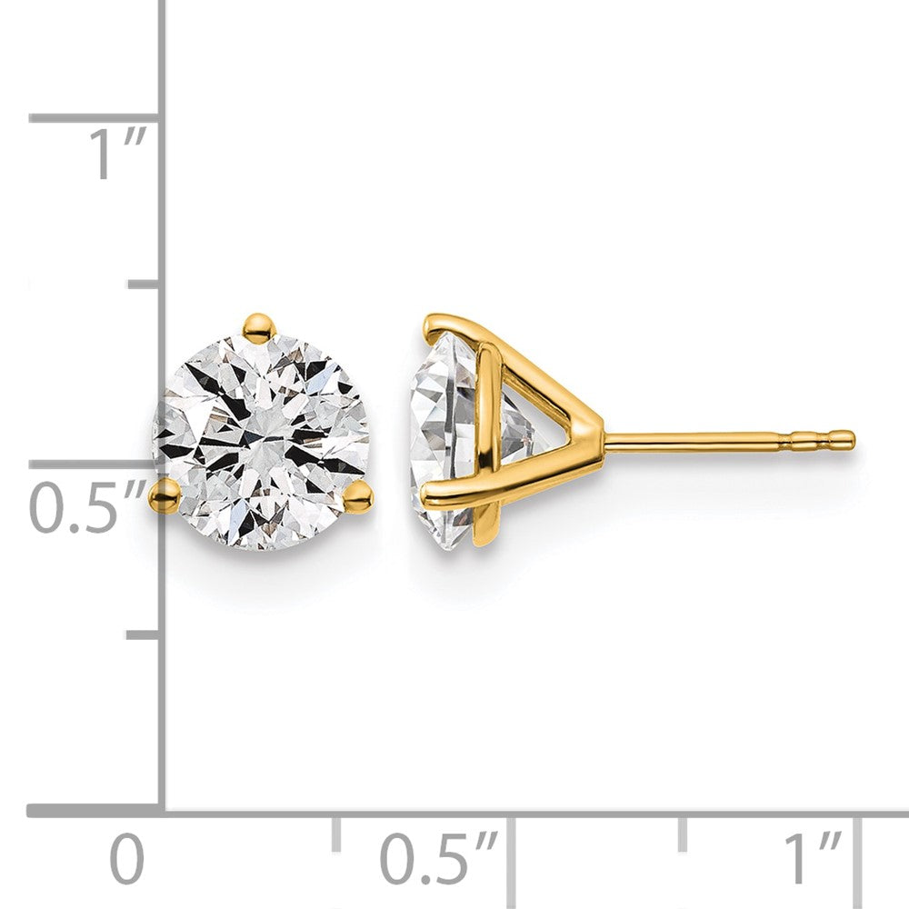 14k Yellow Gold 4 ctw Lab Grown Diamond VS/SI+ G+ Round 3 Prong Heavy Wt. Stud Earrings