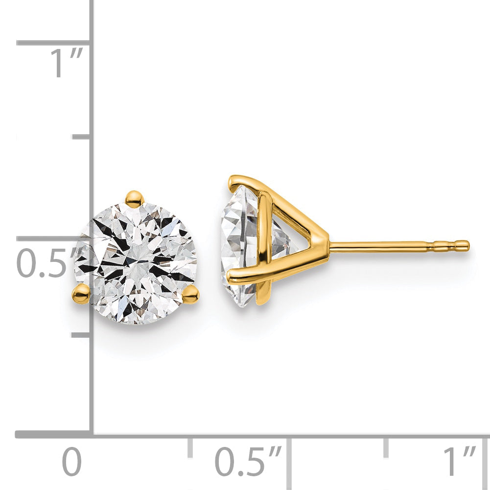 14K Yellow Gold 4 Ctw Certified Lab Grown Diamond Vs+ F+ Round 3 Prong Heavy Wt. Stud Earrings
