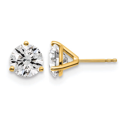 14K Yellow Gold 4 Ctw Certified Lab Grown Diamond Vs+ F+ Round 3 Prong Heavy Wt. Stud Earrings