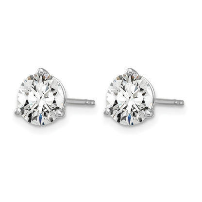 14K White Gold 5 Ctw Certified Lab Grown Diamond Vs+ F+ Round 3 Prong Heavy Wt. Stud Earrings