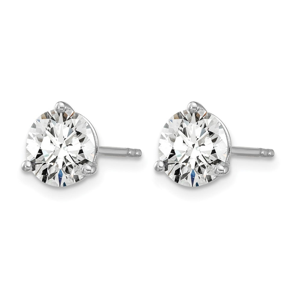 14K White Gold 5 Ctw Lab Grown Diamond Vs+ F+ Round 3 Prong Heavy Wt. Stud Earrings