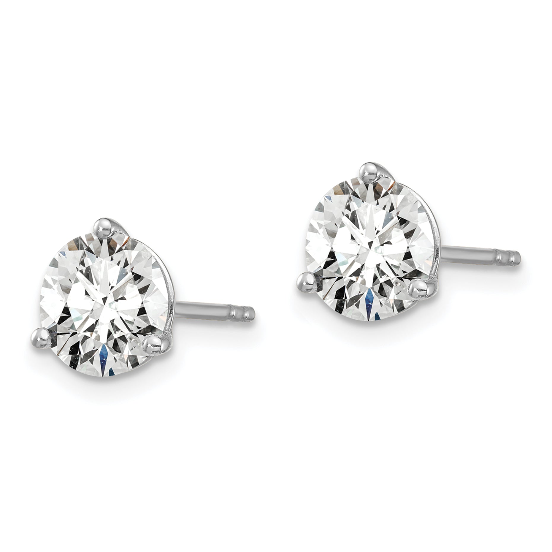 14K White Gold 5 Ctw Certified Lab Grown Diamond Vs+ F+ Round 3 Prong Heavy Wt. Stud Earrings