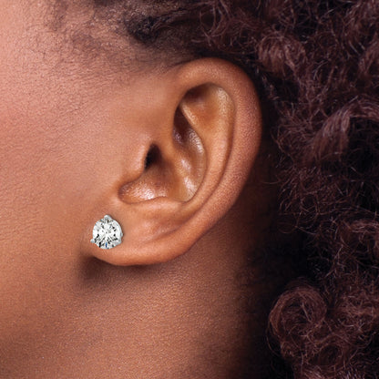 14k White Gold 5 ctw Certified Lab Grown Diamond VS/SI+ G+ Round 3 Prong Heavy Wt. Stud Earrings