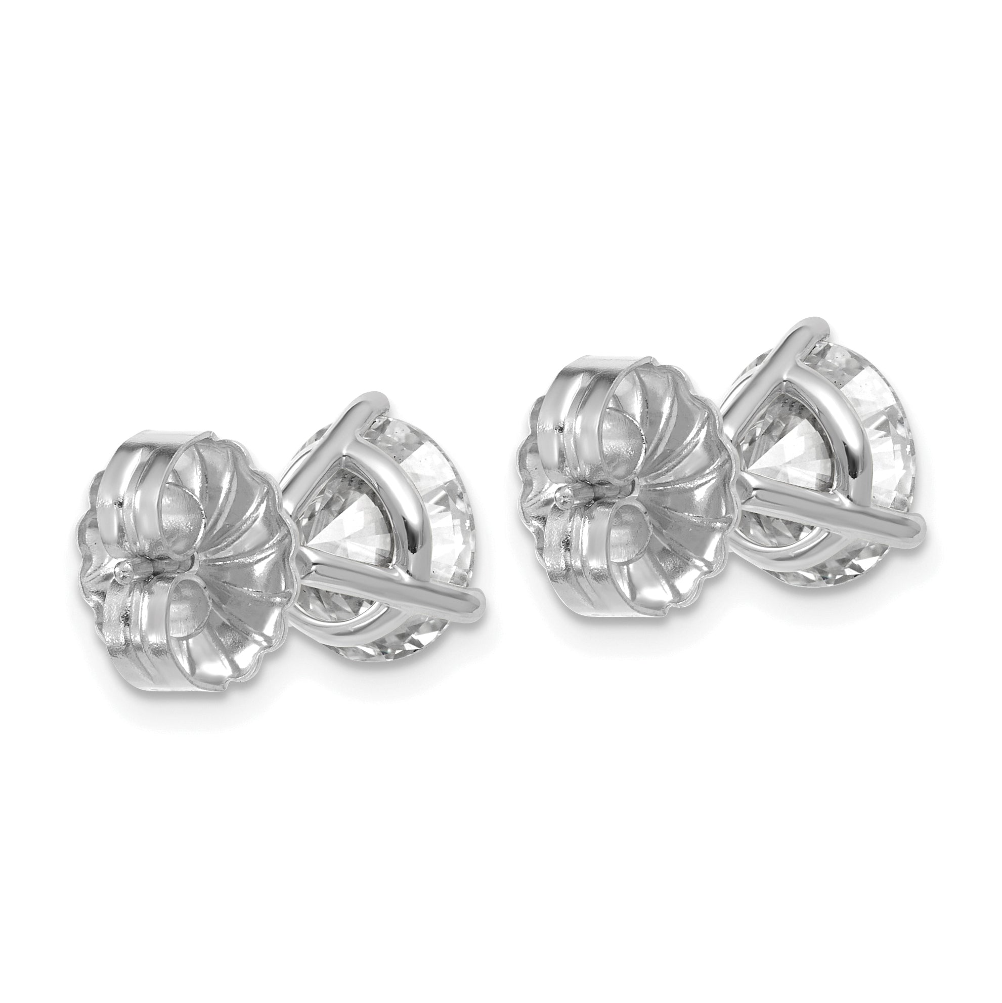 14K White Gold 5 Ctw Certified Lab Grown Diamond Vs+ F+ Round 3 Prong Heavy Wt. Stud Earrings