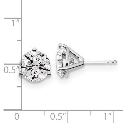 14k White Gold 5 ctw Certified Lab Grown Diamond VS/SI+ G+ Round 3 Prong Heavy Wt. Stud Earrings