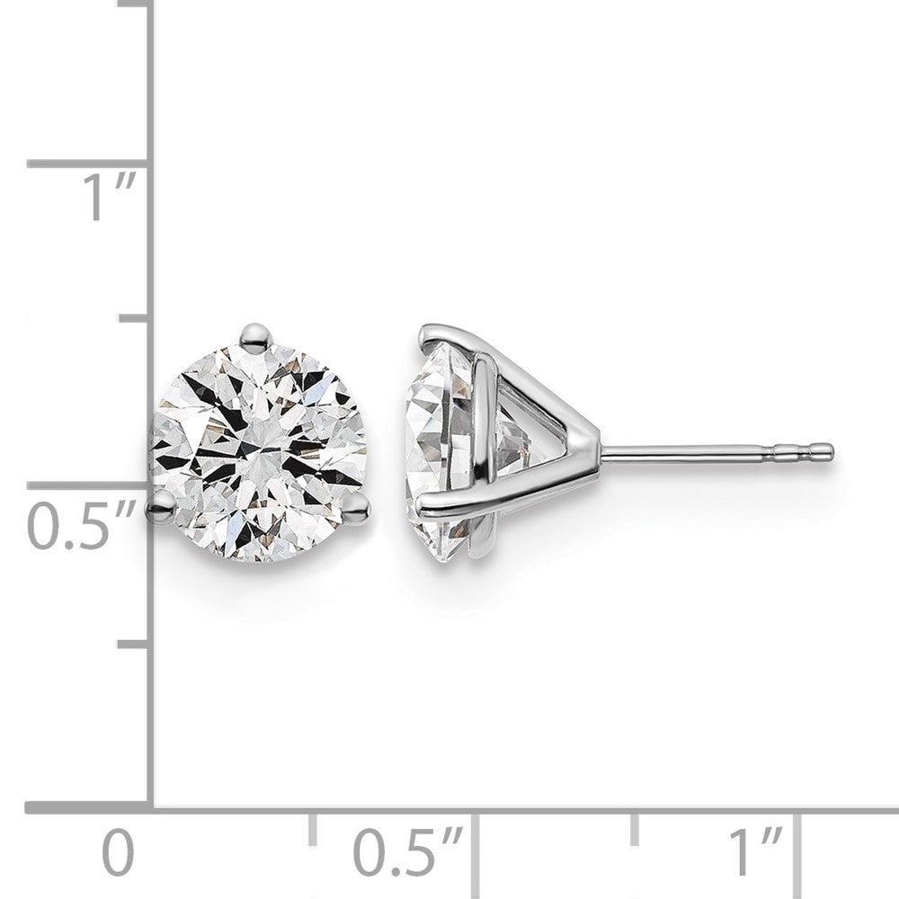 14k White Gold 5 ctw Certified Lab Grown Diamond VS/SI+ G+ Round 3 Prong Heavy Wt. Stud Earrings