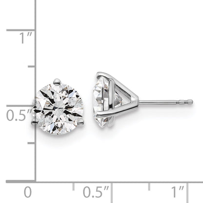 14K White Gold 5 Ctw Lab Grown Diamond Vs+ F+ Round 3 Prong Heavy Wt. Stud Earrings