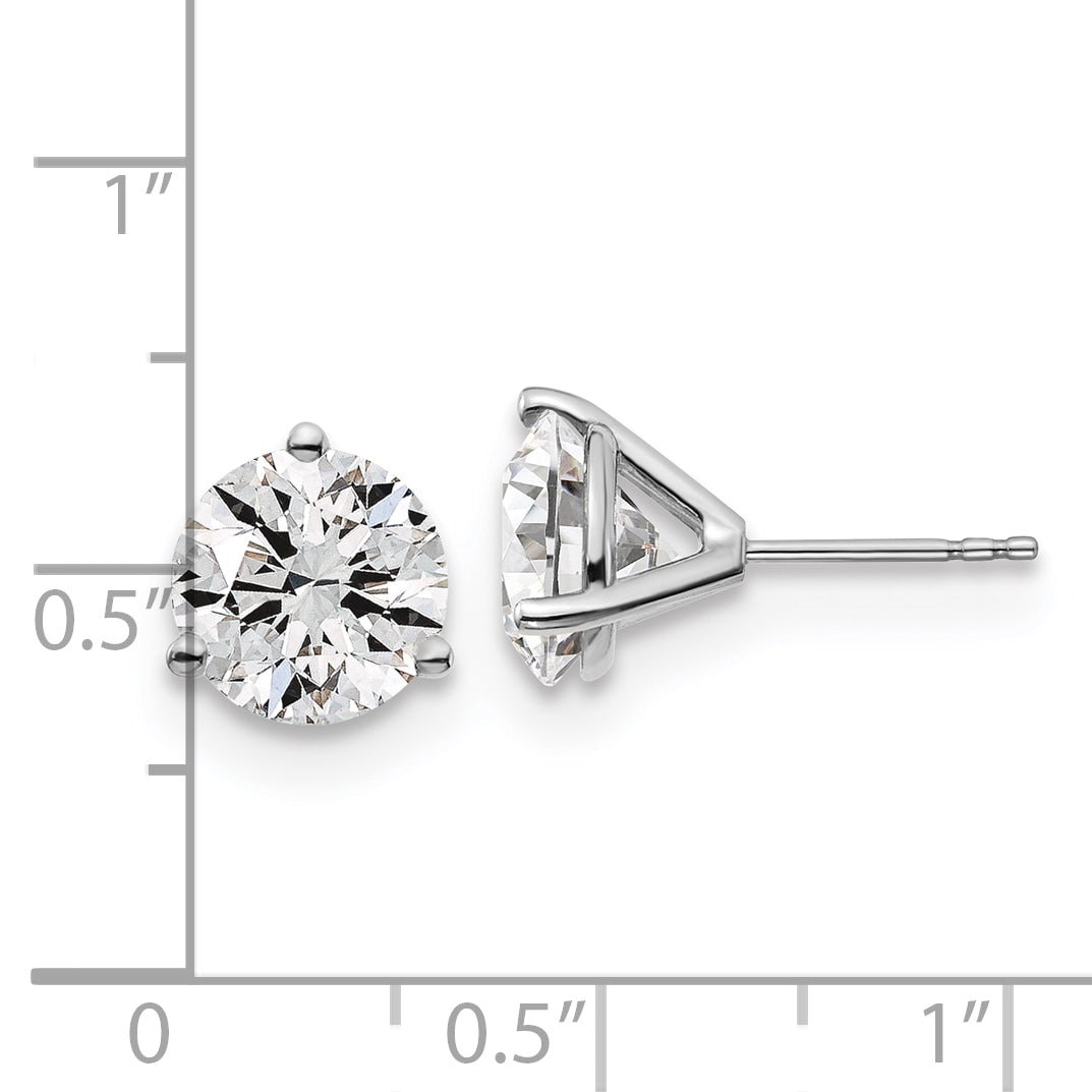 14K White Gold 5 Ctw Certified Lab Grown Diamond Vs+ F+ Round 3 Prong Heavy Wt. Stud Earrings