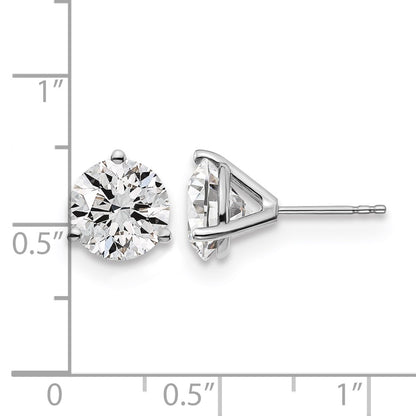 14K White Gold 5 Ctw Lab Grown Diamond Vs+ F+ Round 3 Prong Heavy Wt. Stud Earrings