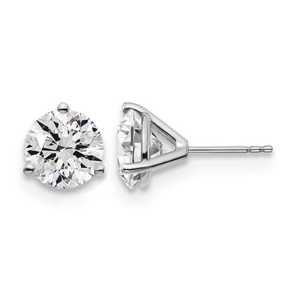 14k White Gold 5 ctw Certified Lab Grown Diamond VS/SI+ G+ Round 3 Prong Heavy Wt. Stud Earrings